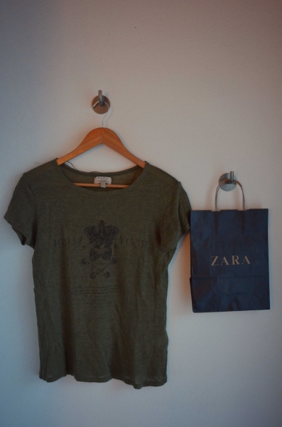 zara tshirt khaki grün schwarz grau leinen xs s m blogger