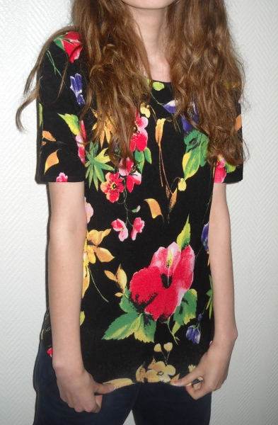 Imagini Blumen Shirt Tunika Strick Pulli Pullover 34 XS 36 S 38 Oversized Vintage Rosen Romantik