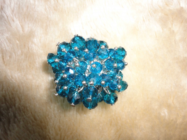 NEU Bommel Ring Strass blau