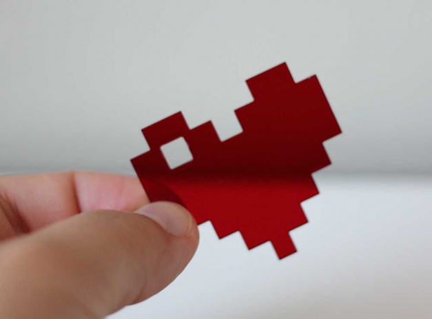 Kettenanhänger Herz Anhänger Herzanhänger rot Pixel-Look