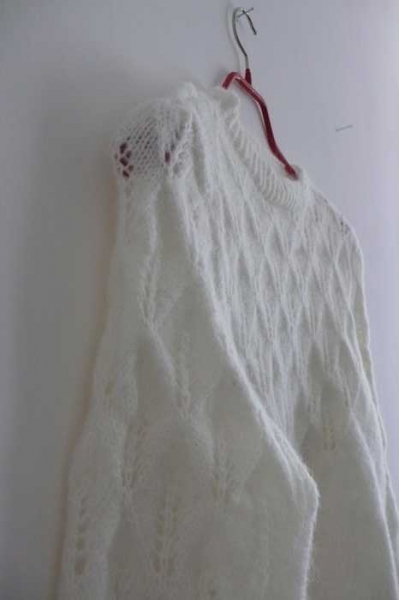 super süßer Pullover aus reiner weißen Wolle handmade DIY