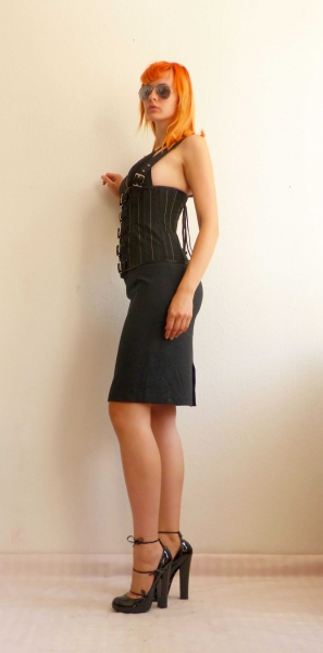 Schwarzer Bleistiftrock Gr. M 38 40 Cord Jeans von professioneller Schneiderin angefertigt