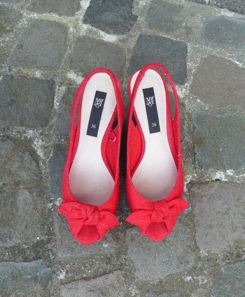 Mango Peeptoes Slingbacks Wedges Keilabsatz Pumps rot Gr.36