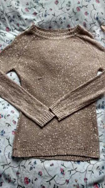 Pullover Mango Strick gold/beige Pailletten