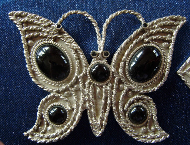 Paillettengürtel stretch 70-90 cm in silber mit Schmetterling