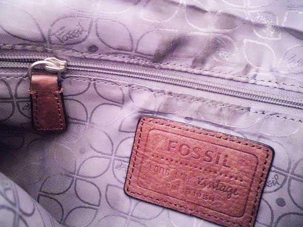 Fossil Tasche * braun silber * Handtasche Echtleder * mittelgroß * Umhängetasche