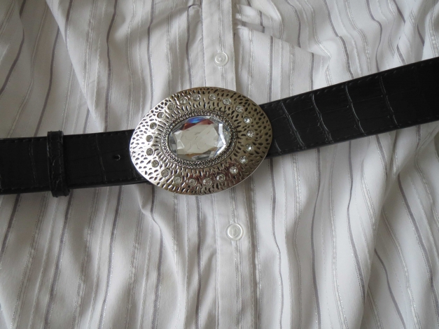 Longbluse,3/4Arm,gestreift,mit Gürtel