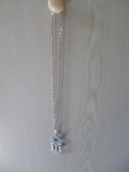 Kette mit Anhänger, Türkis-Steinchen / PC 