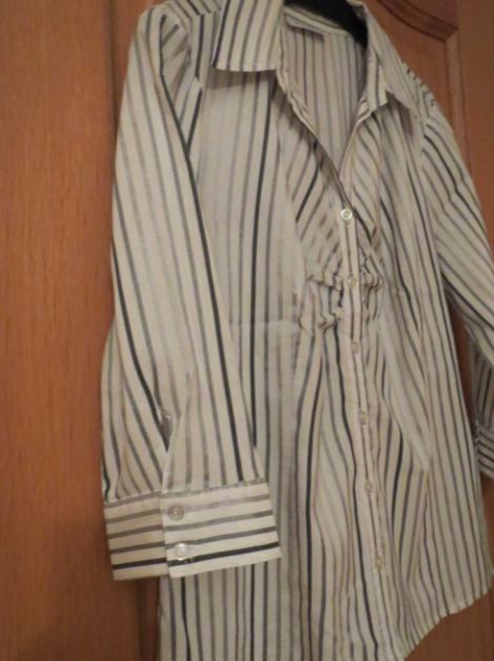 Bluse, Gr.42/M, gestreift, weiß-silber