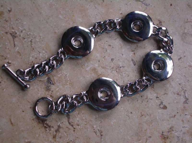  Metall Armband für vier Chunks   Click-Button Druckknöpfe    Neu!