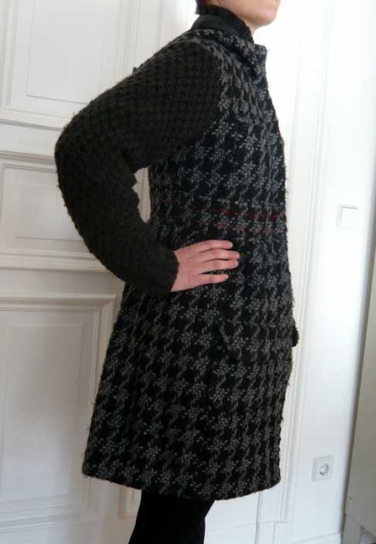 Desigual Mantel, Wollmantel, Strick, schwarz grau, Größe 38