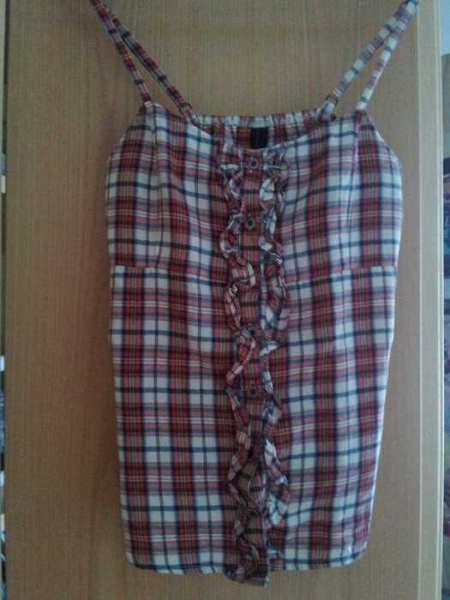 Top Rüschen kariert Croptop geknotet bauchfrei Hipster