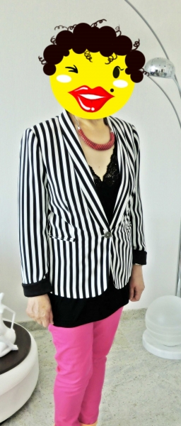 Gestreifter Boyfriendblazer schwarz weiß Jacke Streifen Stripes neu 38 S M