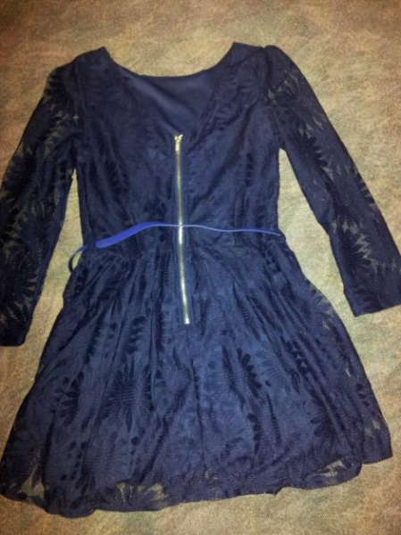 Spitzenkleid Romwe Blau S blogger Gürtel