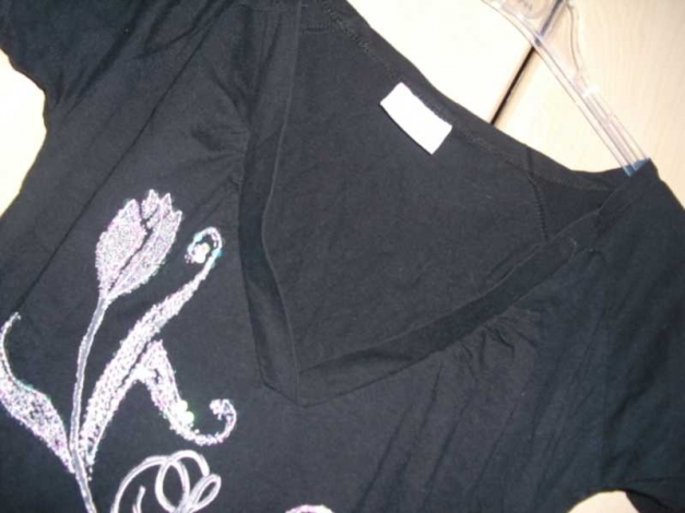  süßes v-ausschnitt shirt mit glitzer pailetten print sommershirt