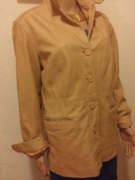 Schöne Echte Leder Jacke in Sandfarbe / HI Buxter