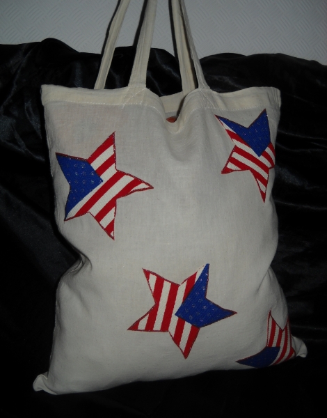 American Flag DIY Stofftasche Jute Beutel Shopper Bag Tasche creme für Schule / Uni DIN A4 Blogger !