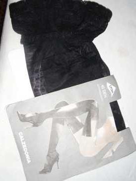 selbsthaltend-schwarze Strümpfe-EDEL, mit Rüschen-Gr.M