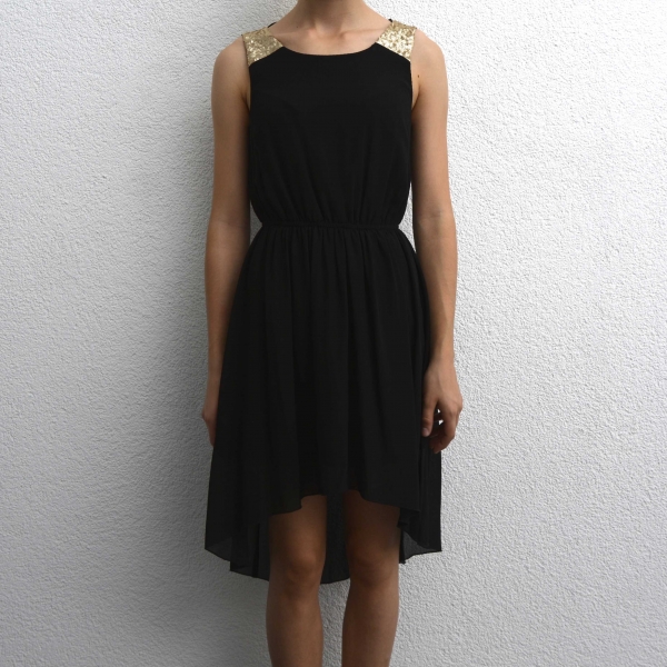 Primark Vokuhila Kleid Schwarz Gold Glitzer Pailetten