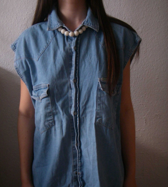 Vintage/Retro Jeans-Weste Oversized