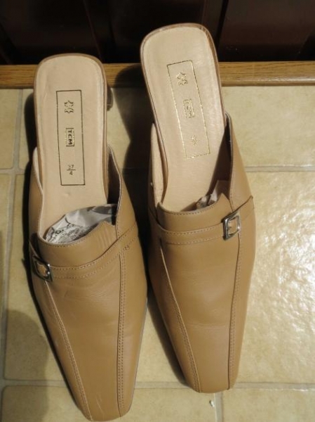 Schuhe/Pantoletten Mules/Leder,4cm Absatz,beige