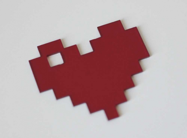 Kettenanhänger Herz Anhänger Herzanhänger rot Pixel-Look