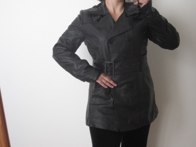 Kunstledermantel, Amisu, Gr.42, schwarz