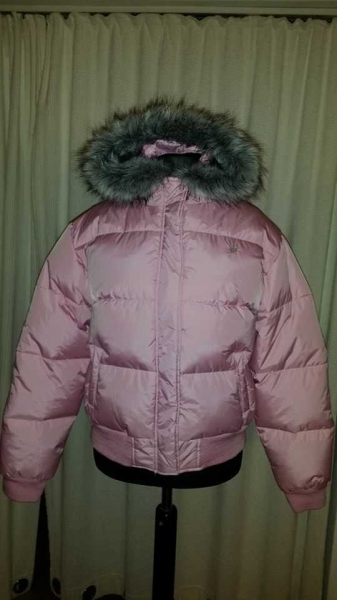rosa Southpole Daunenjacke mit Fellkapuze M/L