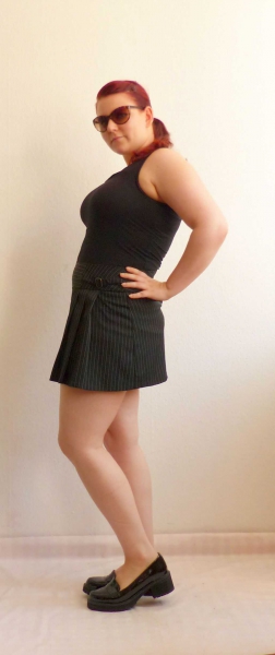 Schwarzer Nadelstreifenrock Ordo Nigra Gr. L 40 42 Minirock Gothic Lolita Faltenrock