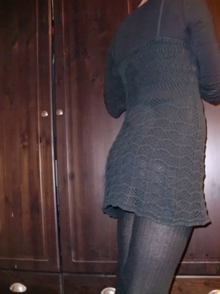 Schwarzes kurzes vintage Häkelkleid