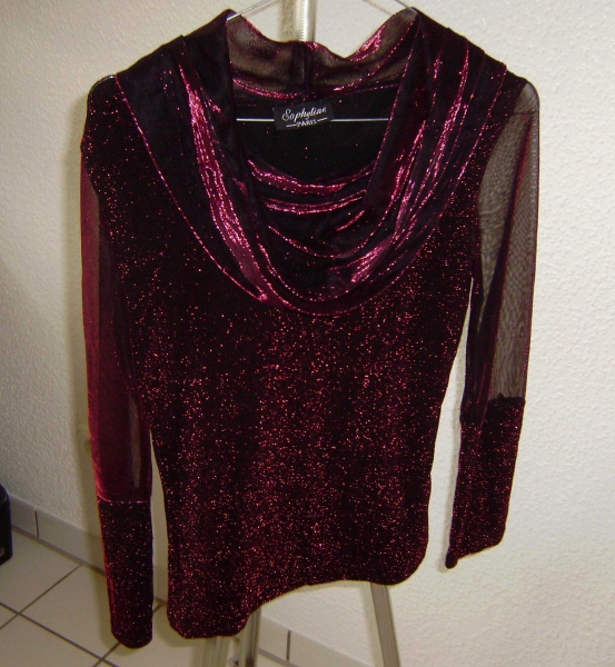 Festliches Shirt von Sophyline Paris mit Wasserfallkragen Gr. ca. 38-40