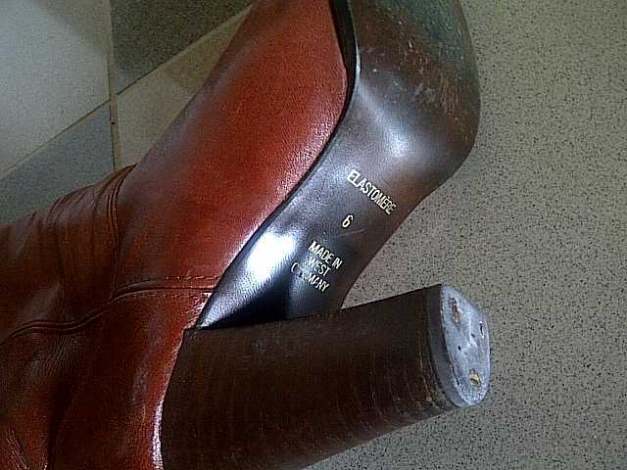 Vintage Original 80er Elastomere Weitschaft Lederboots Gr. 39 rotbraun