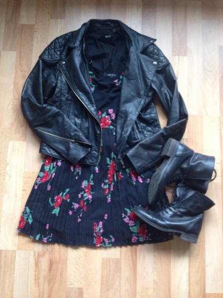 ASOS Lederjacke echt Leder Bikerjacke schwarz Rockabilly Punk