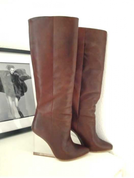 Neue ! Designer Lederstiefel Gr.38 by Maison Martin Margiela for h&m Boots / Stiefel mit Plexi WoW !!! Absatz . 