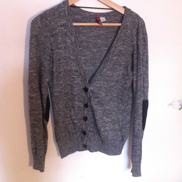 Grauer Cardigan Elbow Patches Flicken / H&M 
