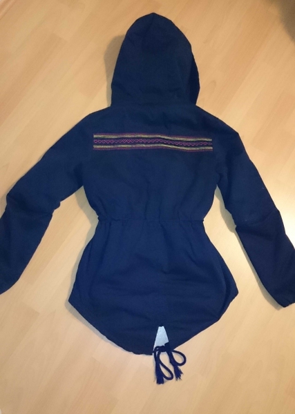 Parka Adidas dunkelblau Bündchenärmel Stickung