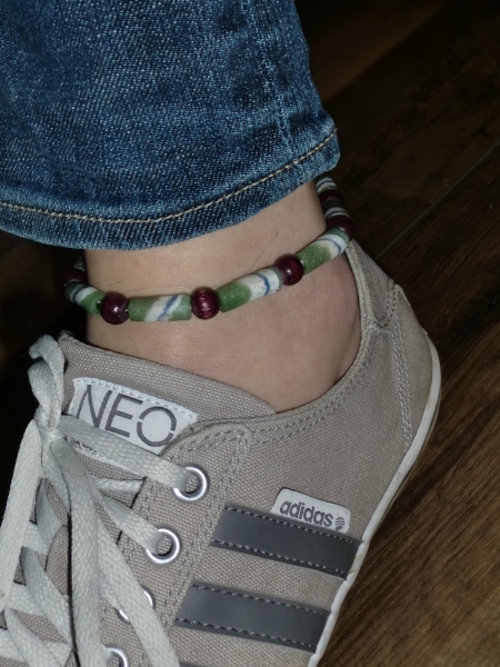 Fuß-Perlen-Kettchen mit Perlen aus recyceltem Glas