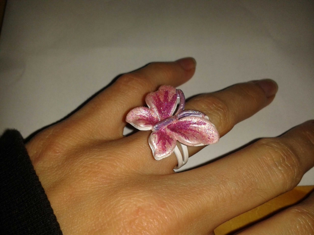 Pink / Lila Schmetterlings Ring