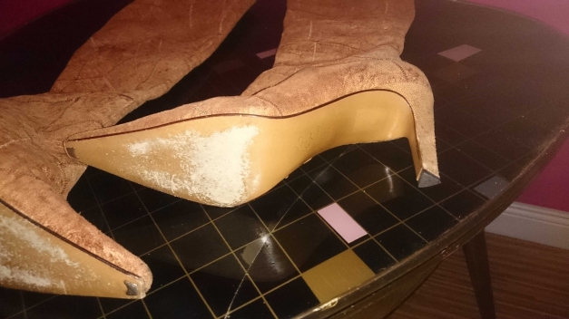 Lederstiefel High Heel Designer Glitzer Michel Perry