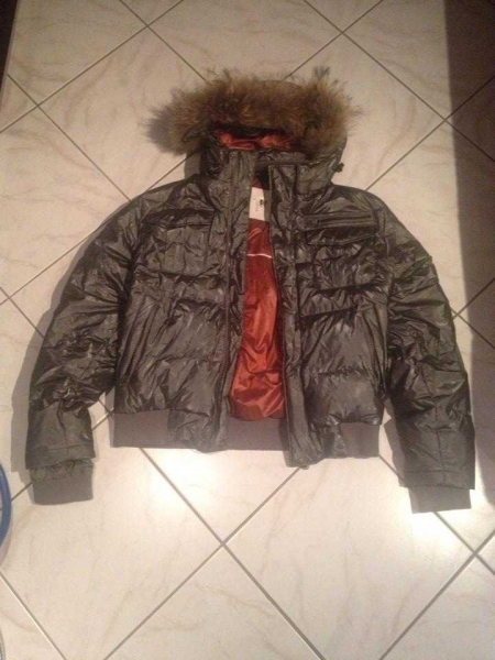 Fortalezza Moderne Herren Winterjacke mit echten Daunen und echtem Hasenpelz in Größe L