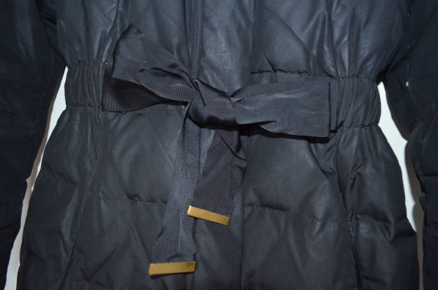 Schwarzer Daunenmantel Echtpelz Mango XS