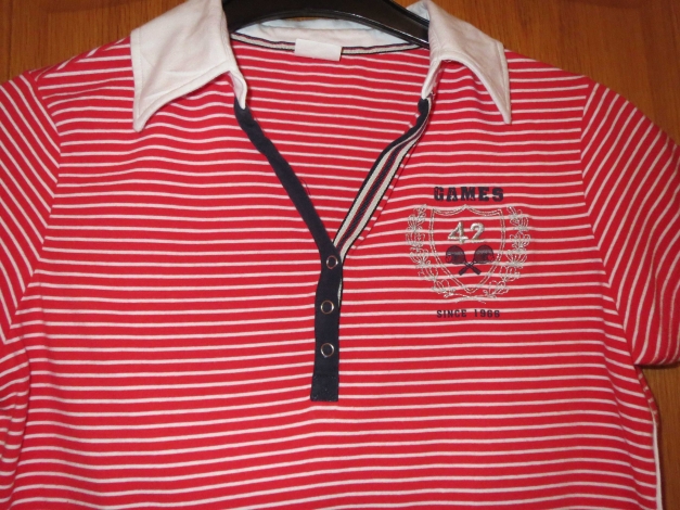 Shirt/Poloshirt,gestreift,rot-weiß