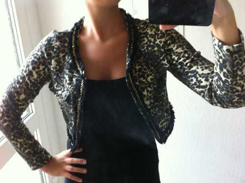 Sexy Leoparden Weste mit Goldkette Gr M gold leo boho vintage blogger