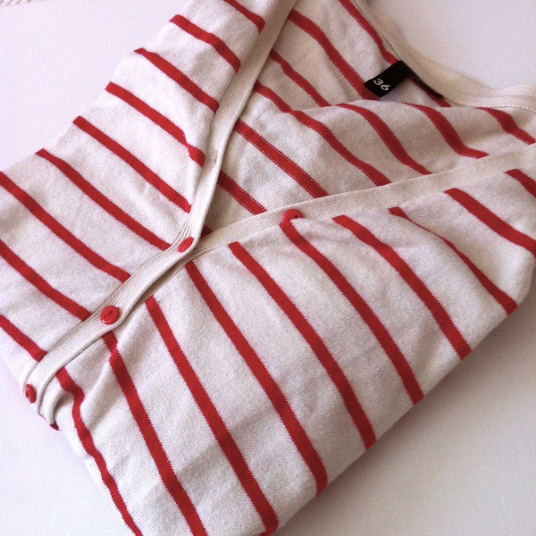 Gestreifter Cardigan Leder Elbow Patches/Flicken