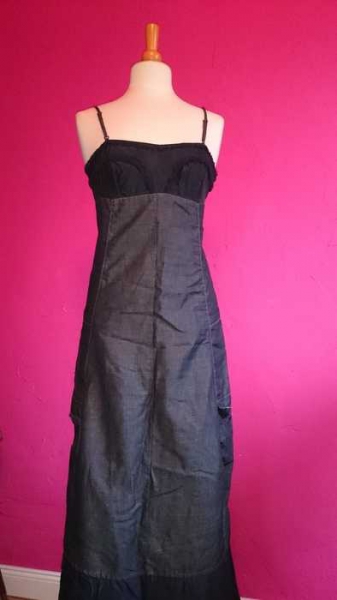 Original Girbaud Kleid Jeans Leinen Rüschen Sommer