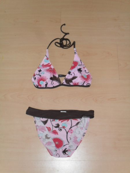 Bikini rosa mit Blumen, Triangel Bikini Gr.36