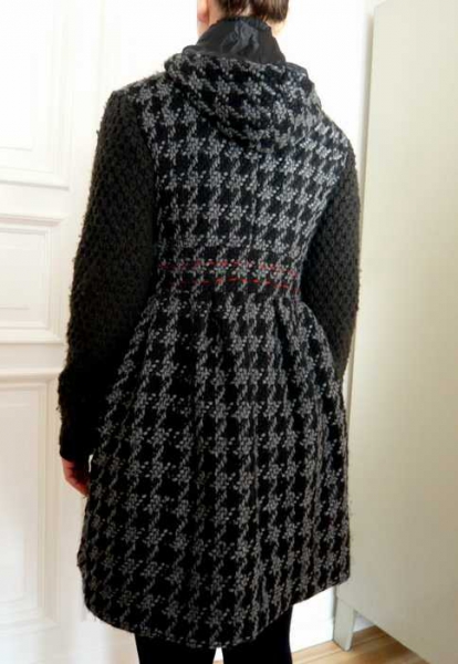 Desigual Mantel, Wollmantel, Strick, schwarz grau, Größe 38