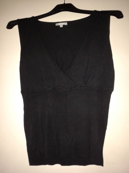 Top mit Wickeloptik, Schwarz, ärmellos