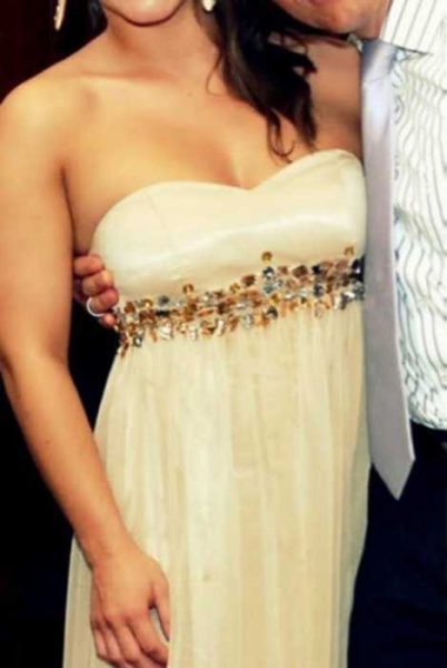 APARt Ballkleid Cocktailkleid Abendkleid Partykleid Festkleid Beige Gold Strass Pailette - 38 18 M 