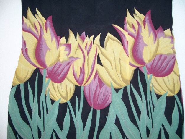 VINTAGE// Ärmelloses Kleid (gerade) gemustert mit Blumen Gr. 38/ 40